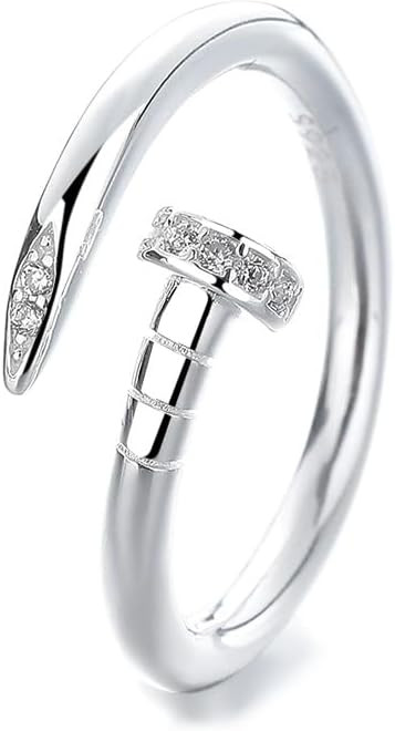 Ring S925 silver fashionable and unique design nail-shaped ring | Amazon (US)