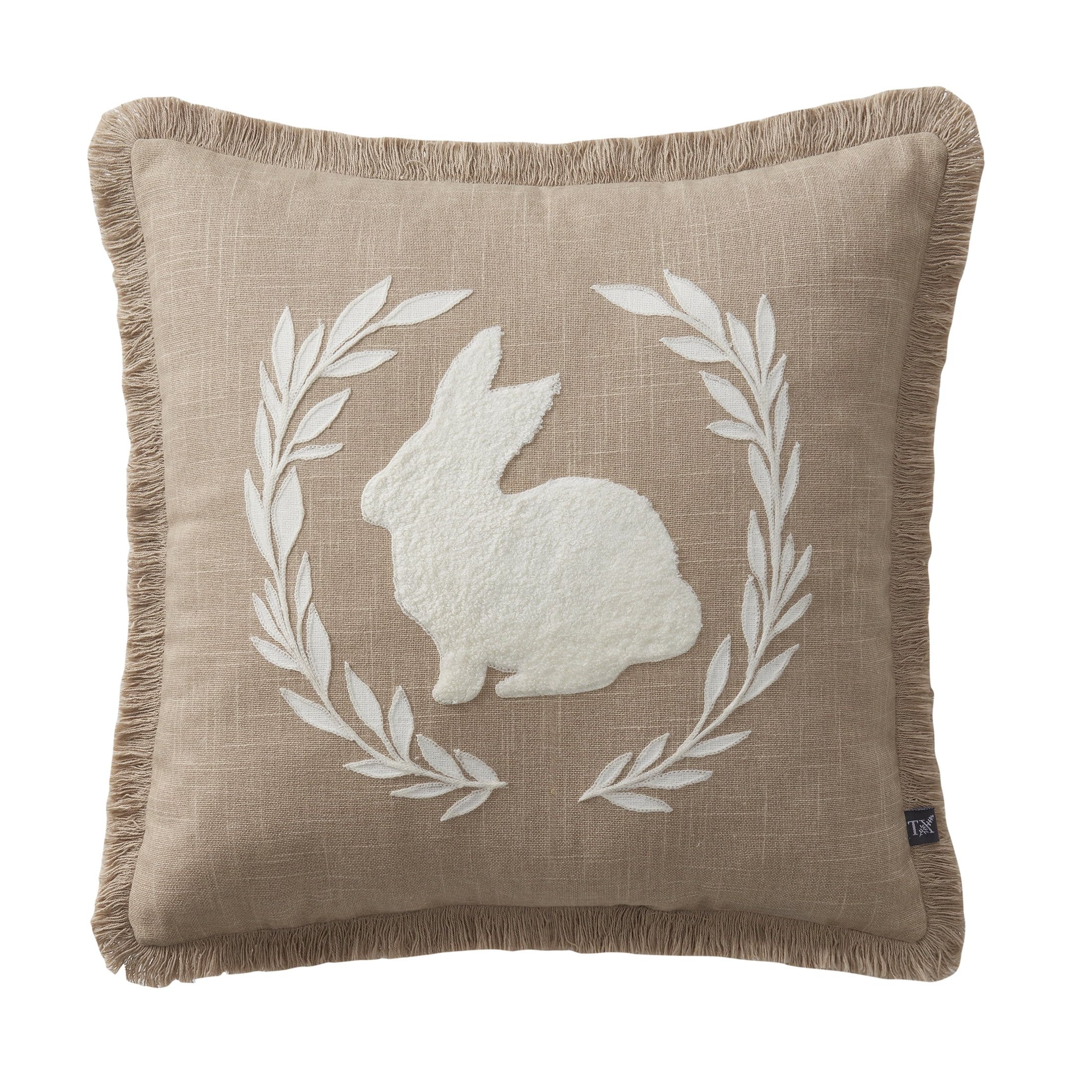 My Texas House 18" x 18" Tan Bunny Reversible Cotton Decorative Pillow | Walmart (US)