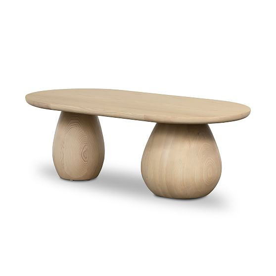 Orb Base 43.5" Oval Coffee Table, Light Natural | West Elm (US)