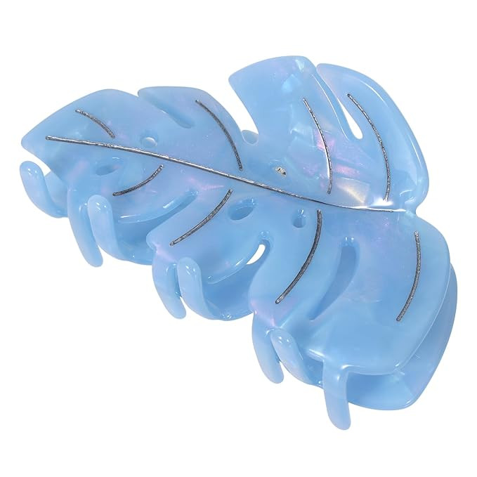 Sky Blue Leaf Hair Claw Clip 3.5 Inch Strong Grip Hair Clip French Design Women Girls Hair Stylin... | Amazon (US)