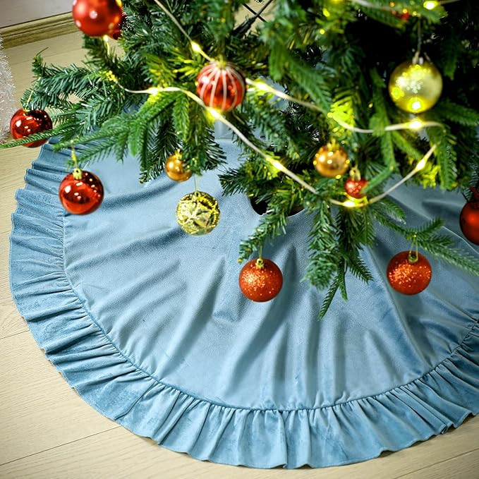 Hiboom Velvet Christmas Tree Skirt Elegant Retro Xmas Decoration Holiday Party Decor Soft Velvet ... | Amazon (US)