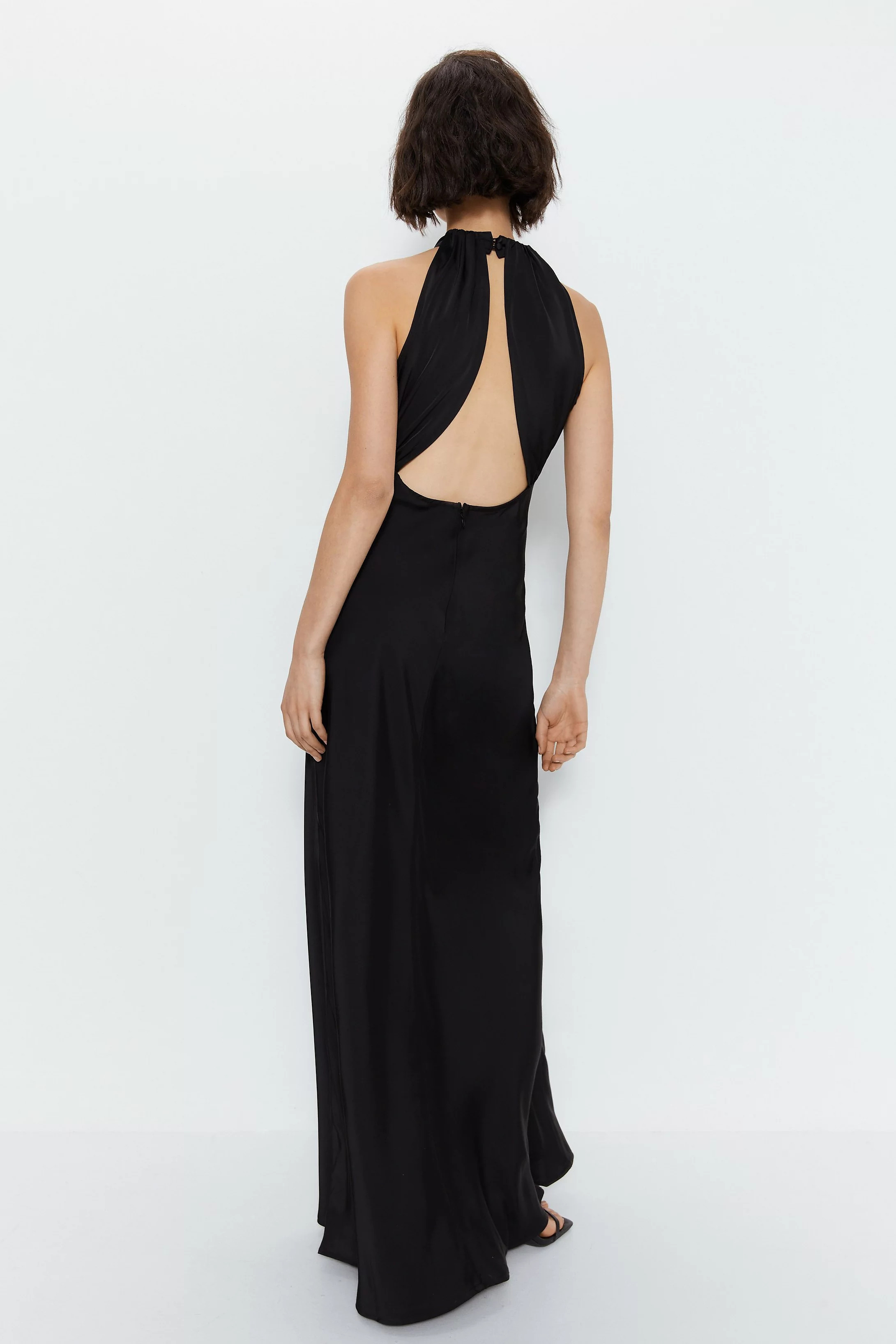 Satin Halter Neck Backless Maxi Slip Dress | Warehouse UK & IE