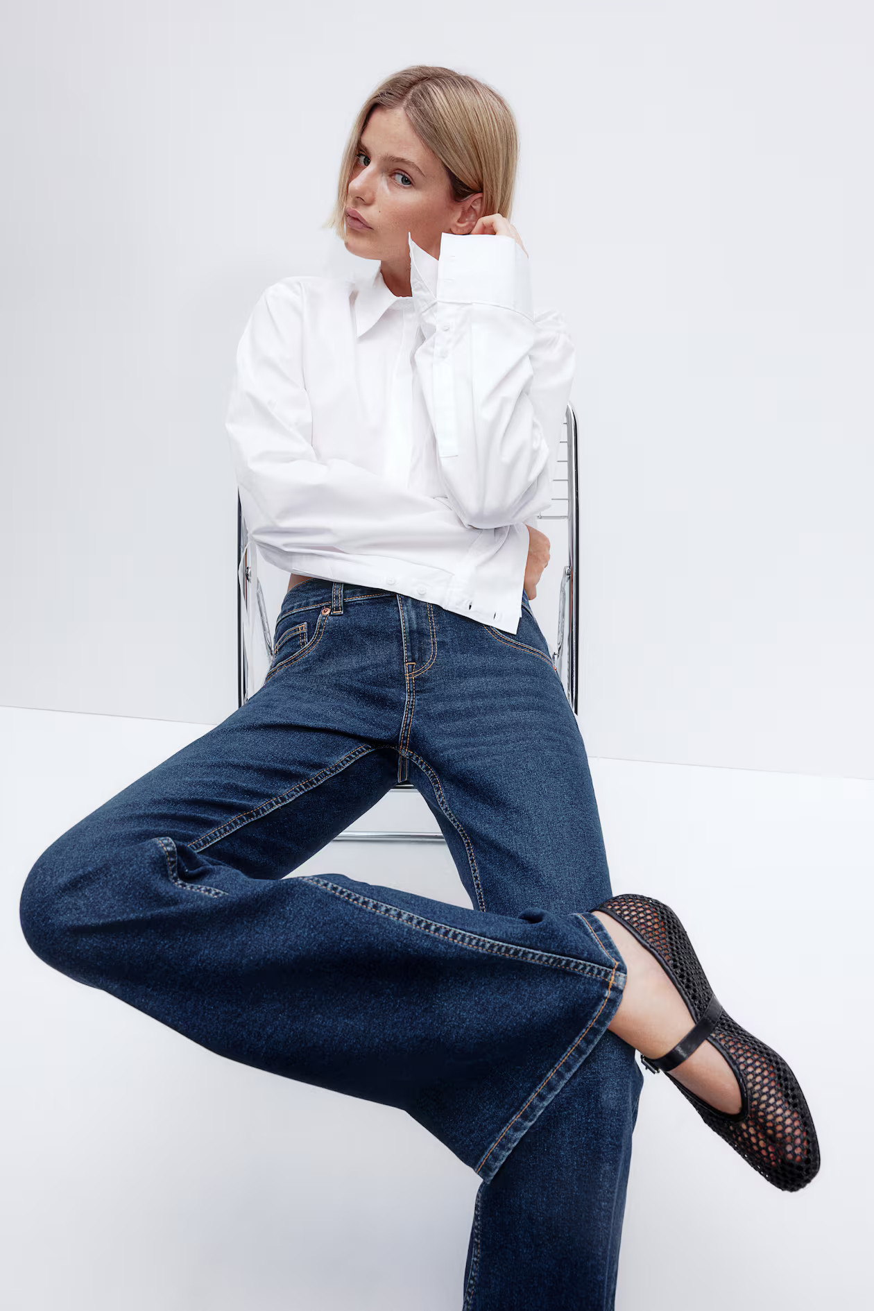 Flared Low Jeans - Vita bassa - Lungo - Blu denim scuro - DONNA | H&M IT | H&M (FR, IT, ES, PT, BE)
