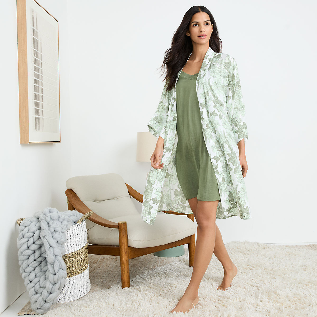 Women's Matte Satin 2 Piece Pajama Set - Nightgown and Robe | Lands' End (US)
