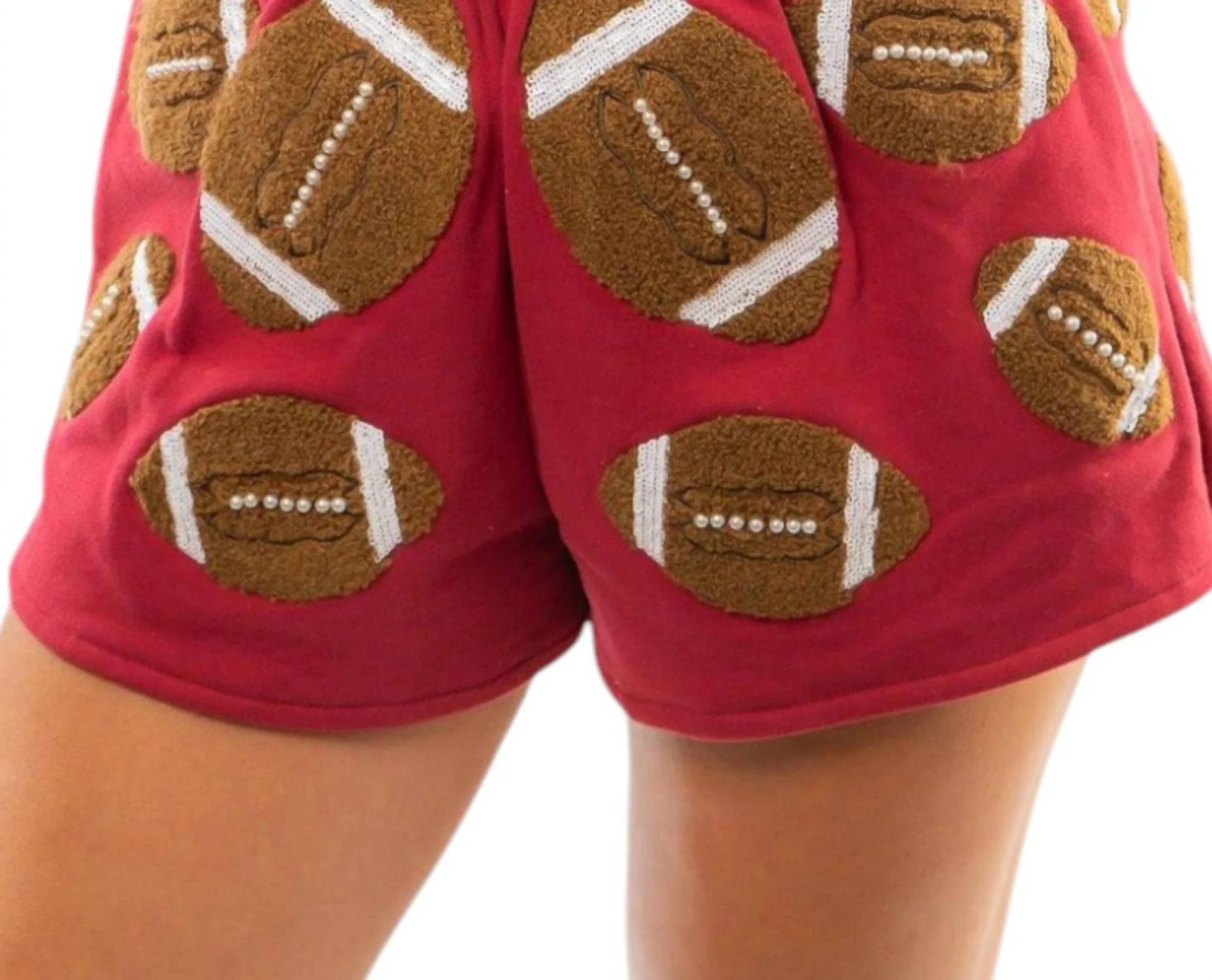 Fuzzy Football Shorts In Maroon | Shop Simon