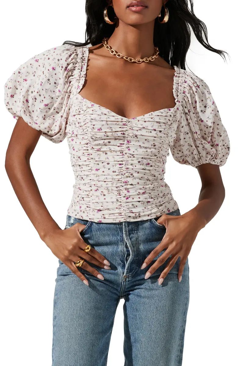 ASTR the Label Floral Ruched Puff Sleeve Top | Nordstrom | Nordstrom