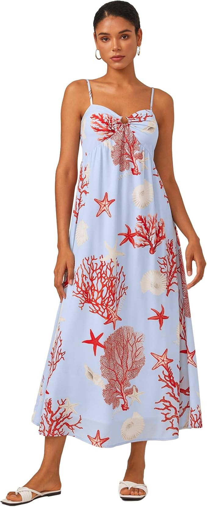 ADOR Women's Boho Maxi Chiffon Dress Spaghetti Strap Long Flowy Floral A Line Summer Beach Vacati... | Amazon (US)