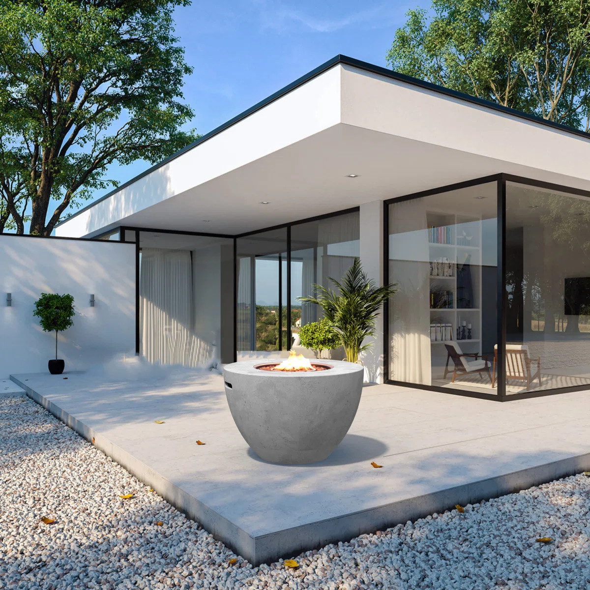 Pauland Round Concrete Propane Smokeless Fire Pit Table with Hidden Fuel Tank | Wayfair North America