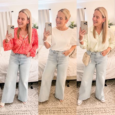 3 Ways to Wear my New Favorite Wide Leg Jeans 👖 

✨ Dress them up with a fun blouse & sandals!
✨ Keep it casual with a fun tee & slides!
✨ Keep it elevated with a platform sneaker & button down!

Which way if your favorite? Shop these looks & more on the @shop.ltk app! 
.
.
.


#LTKFind #LTKunder50 #LTKstyletip