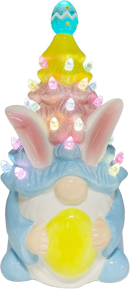 pinata Easter Decorations, Easter Gnomes Ceramic Tree Decor, Lighted Blue Bunny Eggs Decorations ... | Amazon (US)