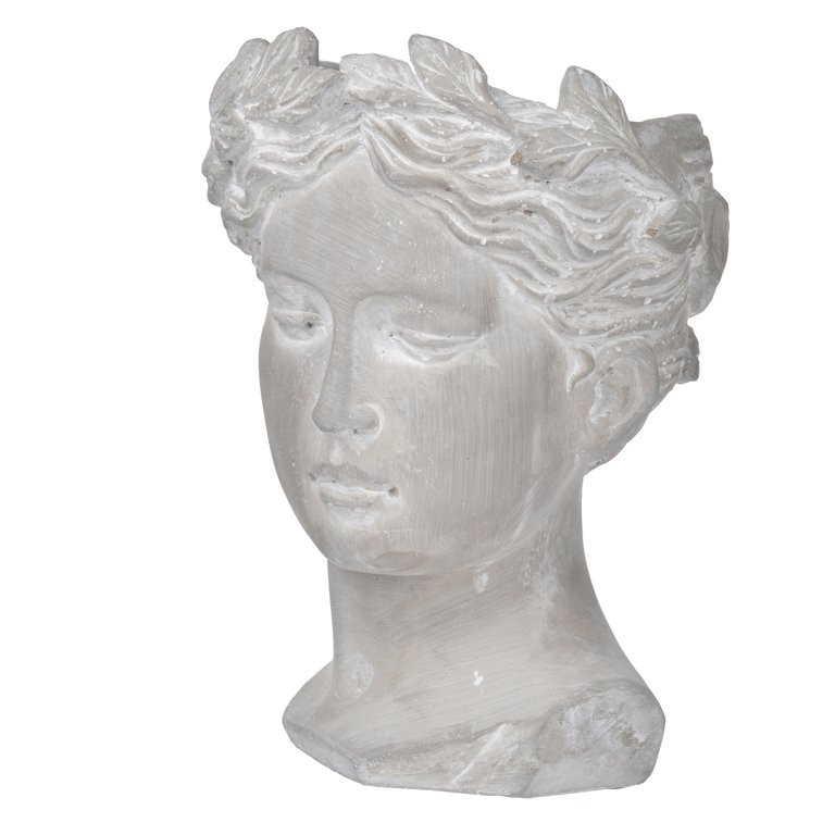Girl Bust Planter Indoor Outdoor Décor - Cement Pot Woman Face Greek Sculpture Flower Hair 6" x ... | Walmart (US)