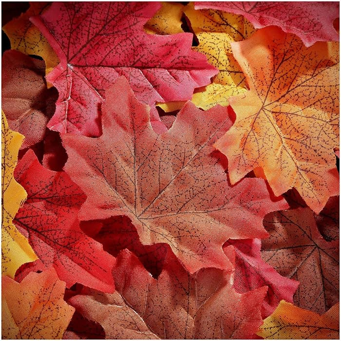 Whaline 300Pcs Fall Artificial Maple Leaves 3.35 Inch Fake Mixed Autumn Leaves Thanksgiving Table... | Amazon (US)