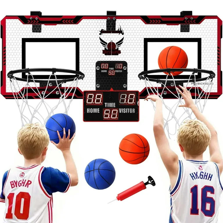 Ayieyill 2 Player Indoor Basketball Hoop for Kids, Mini Basketball Hoop for Door with 4 Balls, Ba... | Walmart (US)
