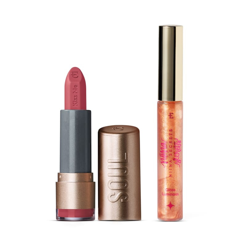 Combo Batons Lip Shine: Batom Mate Rosa Pink Nude SOUL Kiss Me 3,7g + Gloss Labial Bronze Niina S... | Eudora (BR)