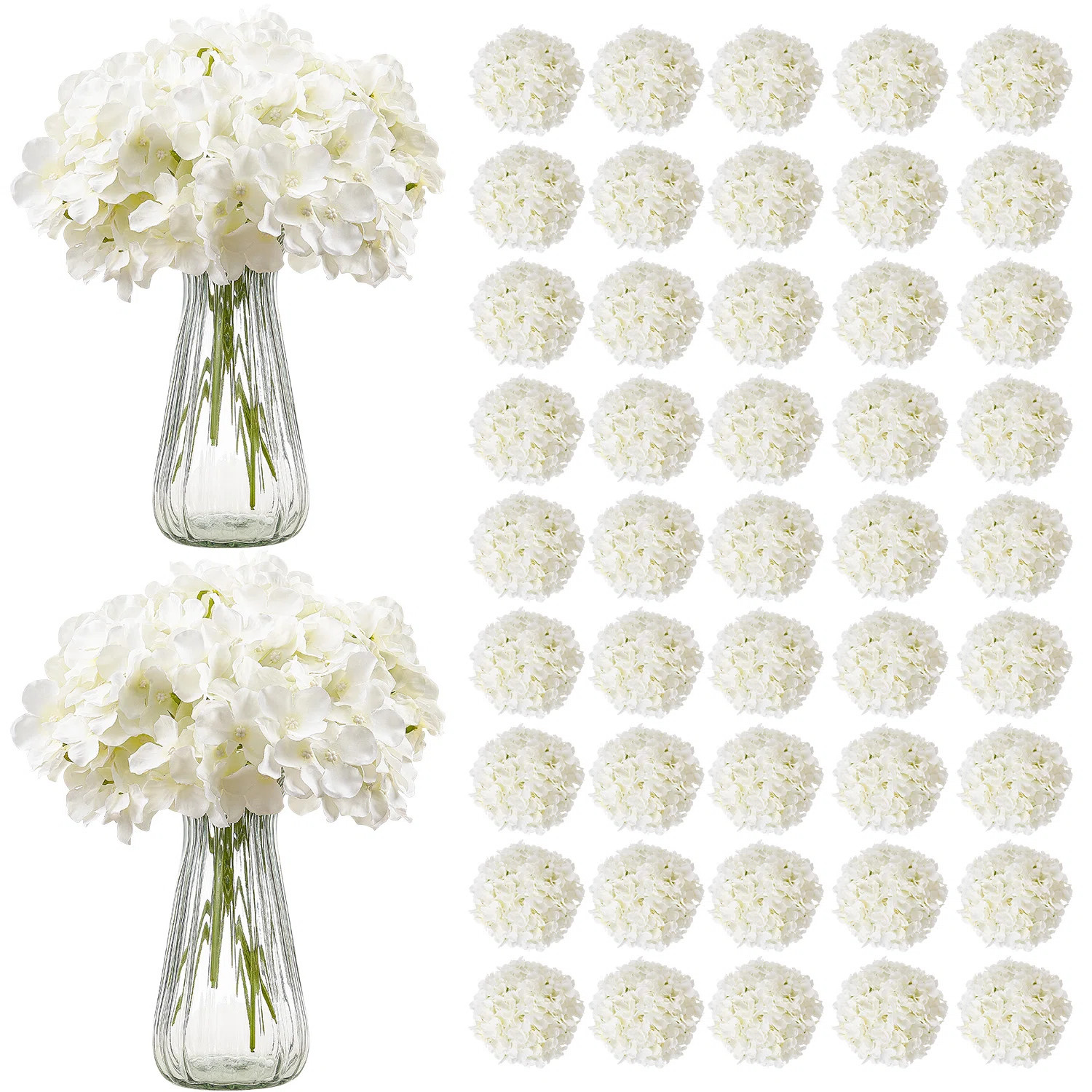 105 Pcs Artificial Silk Hydrangea Flowers 9.8 In Bouquet Arrangement White (Set of 105) | Wayfair North America