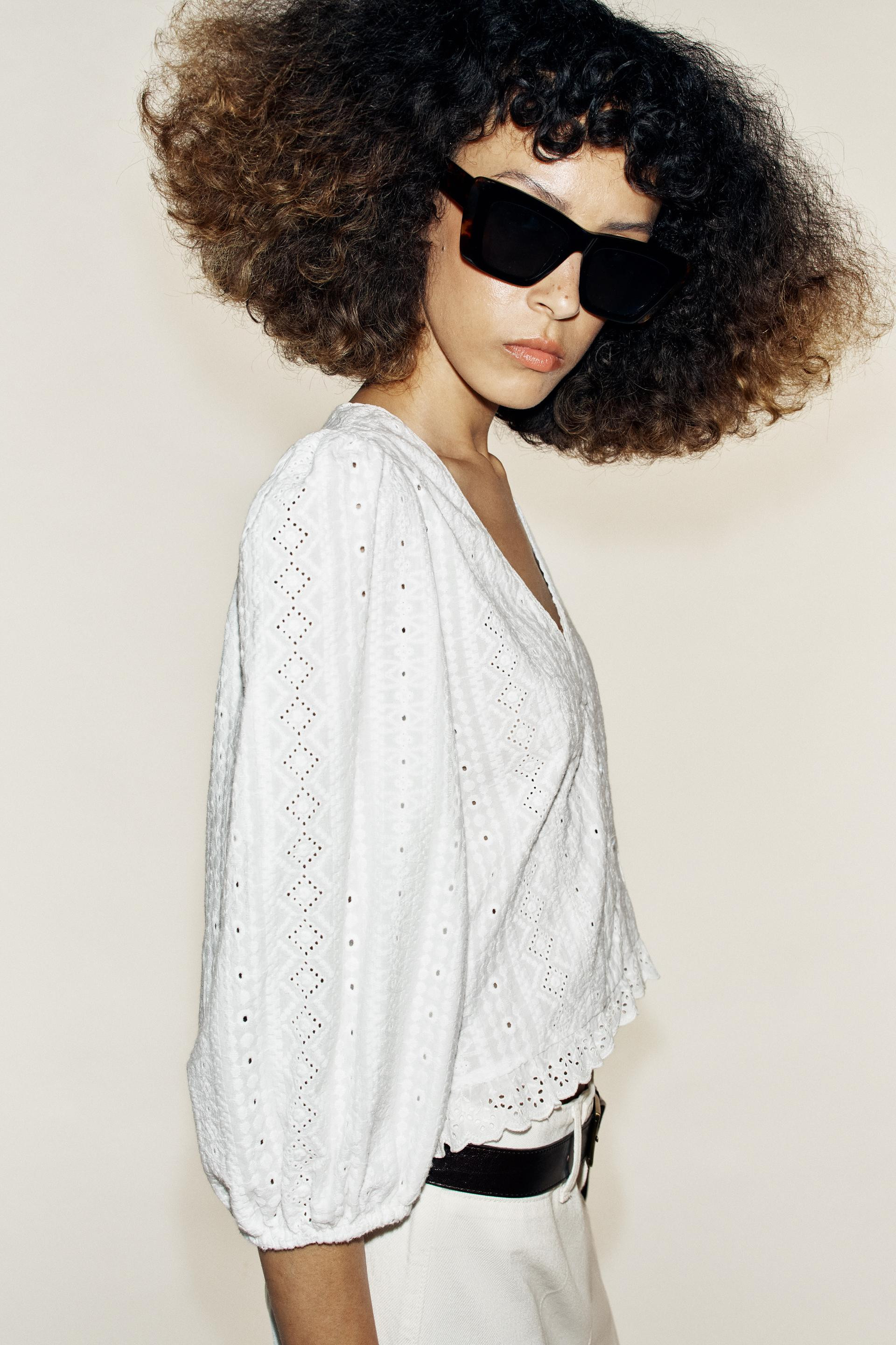EYELET EMBROIDERED BLOUSE | Zara US