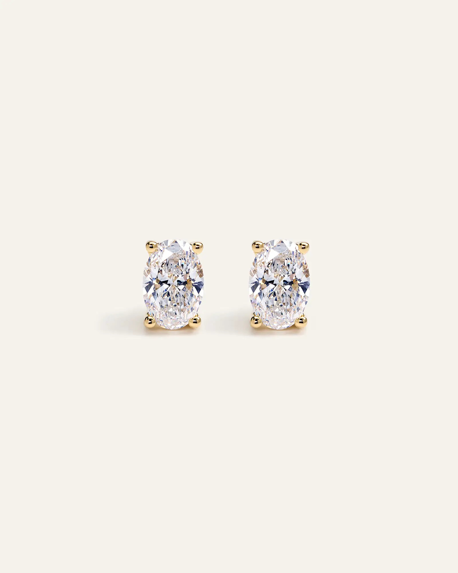 14K Gold Lab Grown Diamond Oval Solitaire Studs - 1.5ctw | Quince