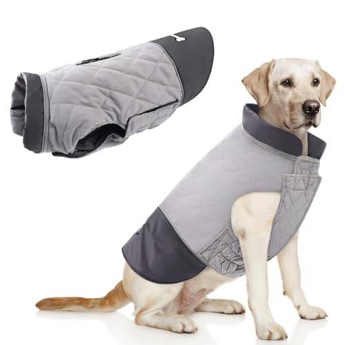 Idepet Waterproof Dog Coat Winter Warm Jacket Vest,Windproof Snowsuit Dog Clothes Outfit Vest Pets Apparel for Small Medium Large Dogs with Harness Hole Grey 3XL | Amazon (UK)