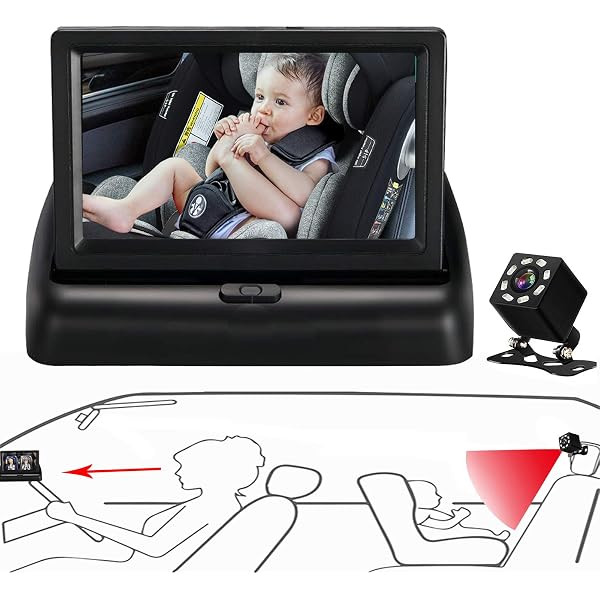 Shynerk Baby Car Mirror, 4.3'' HD Night Vision Function Car Mirror Display, Safety Car Seat Mirror C | Amazon (US)