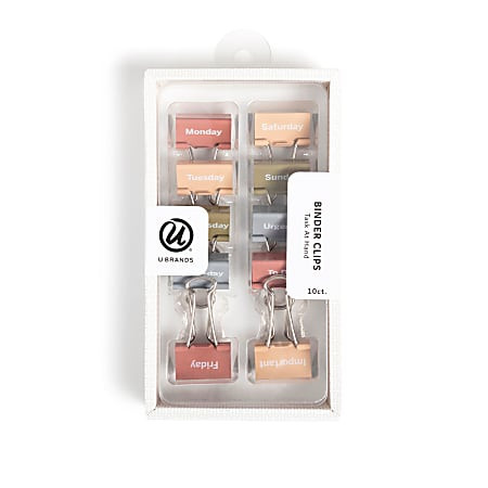 U Brands Task at Hand Binder Clips 25mm Set In Stone Set Of 10 Clips - Office Depot | Office Depot and OfficeMax 