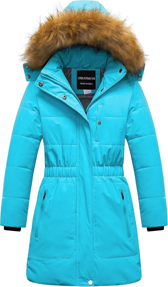 CREATMO US Girl's Long Length Winter Coat Parka Water Resistant Puffer Jacket With Fleece Lining | Amazon (US)