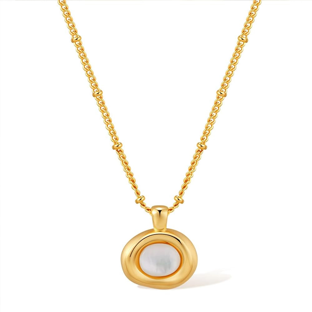Jean Beau Gold Stone Pendant Necklaces for Women, Chunky Gemstone Dangle Necklace Wedding Prom Fa... | Amazon (US)