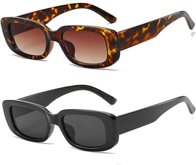 Dollger Rectangle Sunglasses for Women Men Trendy 90s Retro Sunglasses chunky Square Frame Tortoi... | Amazon (US)