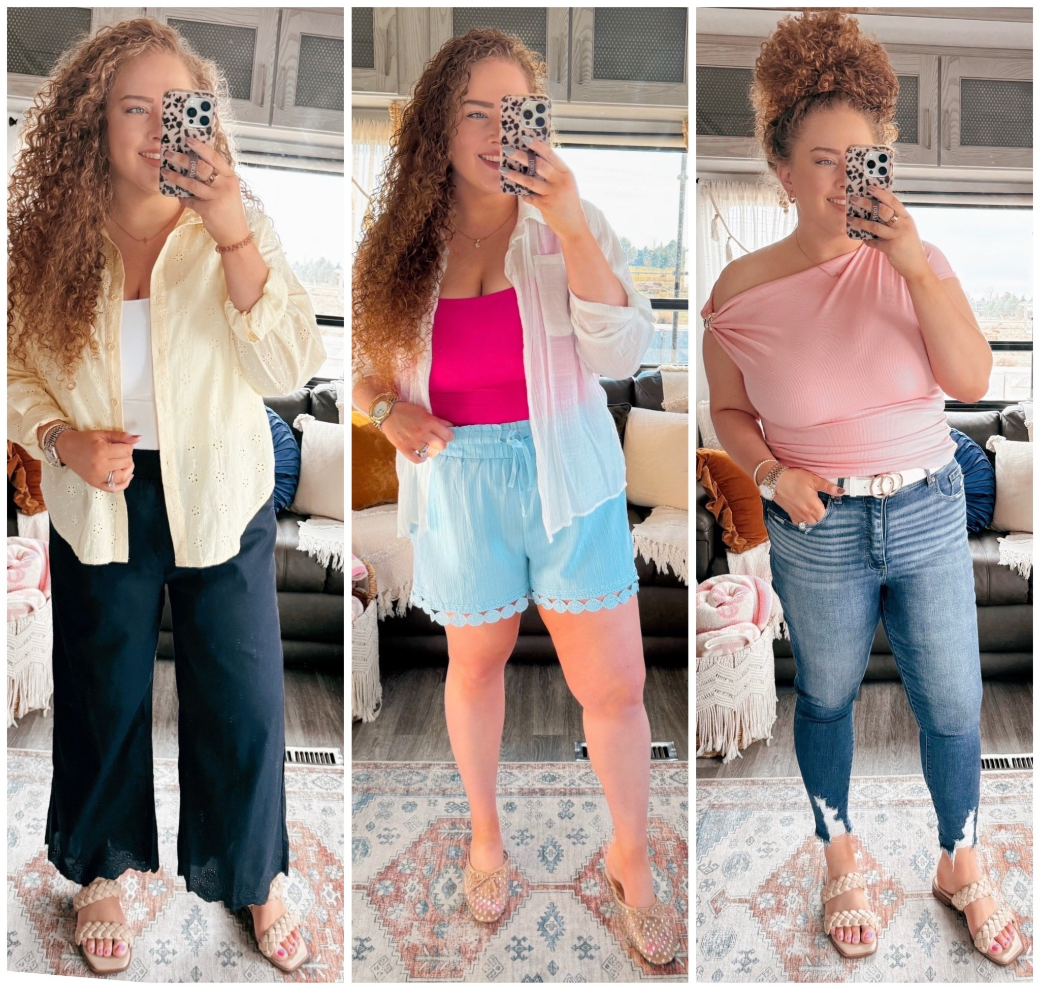 Spring outfit refresh 🌸✨ Three completely different vibes but all easy to throw on and feel put together 🙌🏼 Saving you from the “I have nothing to wear” spiral 💛 everything linked for you🥰 spring outfits | spring style inspo | casual spring look | date night outfit | linen pants outfit | navy linen pants | white tank outfit | yellow button down | pink top outfit | blue shorts outfit | spring shorts | lightweight layers | everyday outfit ideas | easy spring style | neutral spring outfit | colorful spring outfit | feminine spring look | effortless style | capsule wardrobe spring | layering basics | classic wardrobe staples | warm weather outfit | transitional outfits | spring fashion finds | amazon fashion | amazon spring outfit | amazon date night top | amazon linen pants | amazon basics | affordable spring style | budget friendly fashion | comfy but cute | everyday chic | travel friendly outfits | mix and match outfits

#LTKootd #LTKMidsize