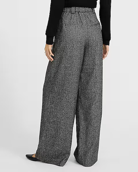 Mini Herringbone High Waisted Relaxed Trouser | Express