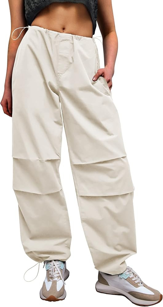 Fengbay Parachute Pants for Women, Drawstring Elastic Low Waist Y2k Parachute Pants Cargo Pants W... | Amazon (US)