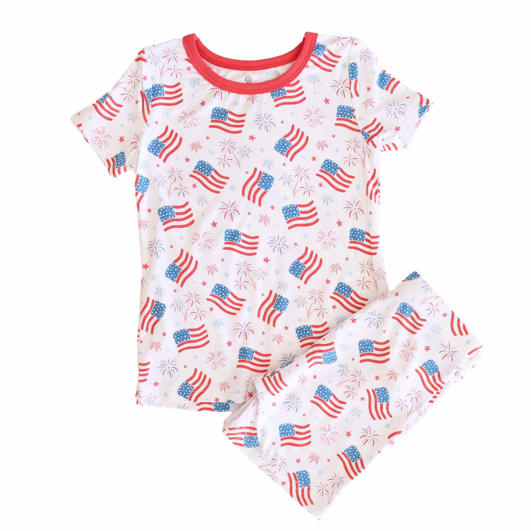 Two Piece Short Pajama Set | Fireworks & Freedom | Caden Lane