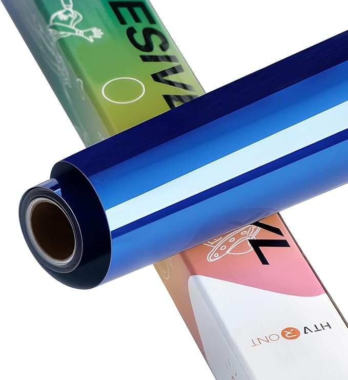 HTVRONT Blue Chrome Permanent Vinyl - 12" x 6FT Mirror Metallic Blue Vinyl Roll - Easy to Weed & ... | Amazon (US)
