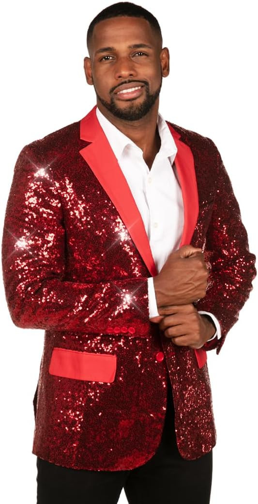 Tipsy Elves Men's Colorful Allover Sequin Blazers - Shiny Holiday New Years Ever Jackets | Amazon (US)