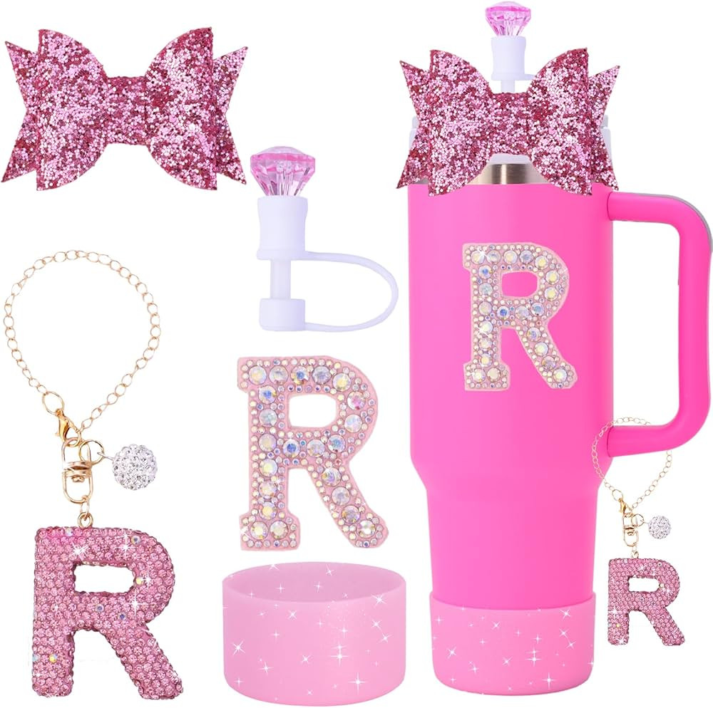 5Pcs Stanley Cup Accessories Set,Letter Charm for Stanley Cups,Including Diamond Straw,Bow straw,... | Amazon (US)