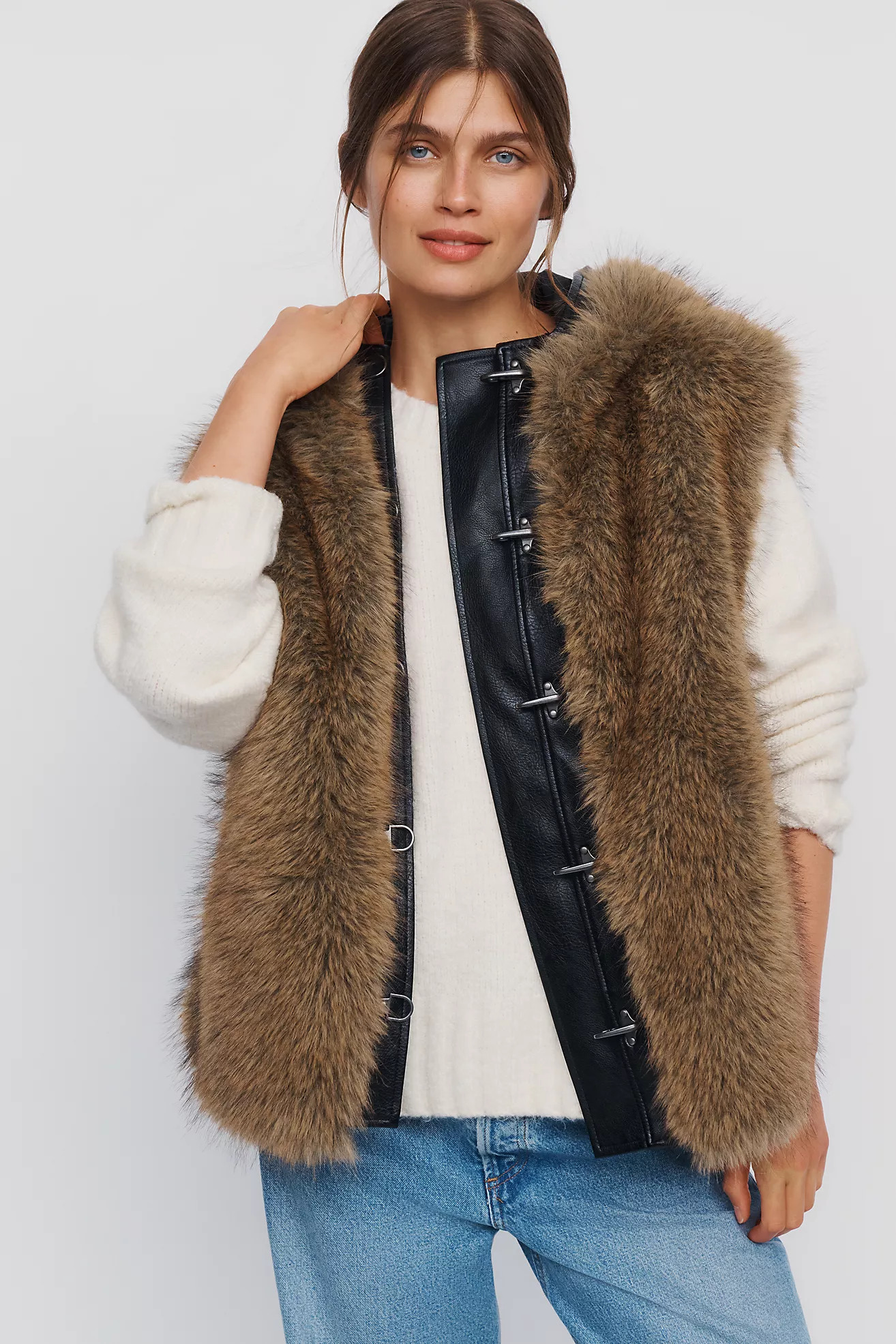 Pilcro Hooded Faux-Fur Vest | Anthropologie (US)