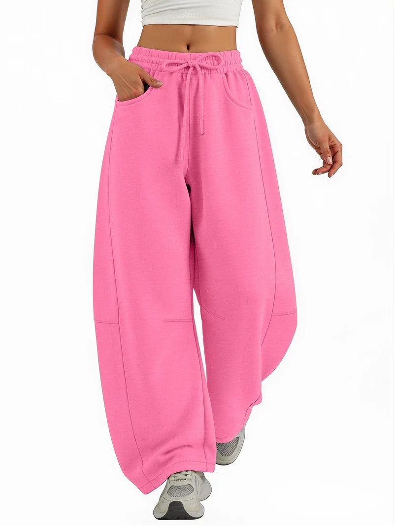 Sundazz Barrel Sweatpants Women Baggy Wide Leg Sweat Pants Drawstring Workout Pants with Pockets,... | Walmart (US)
