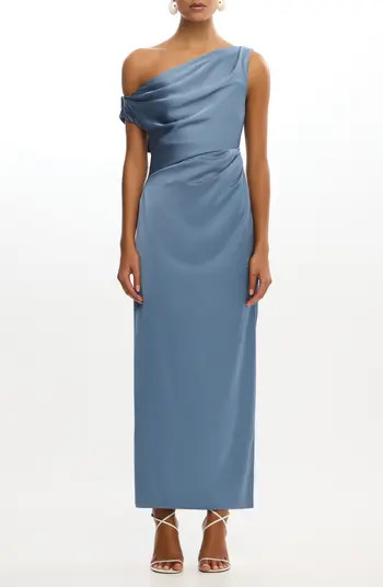 Alyssa Pleated One-Shoulder Satin Gown | Nordstrom