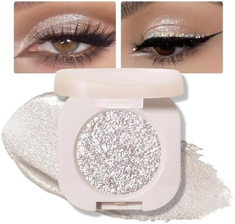 Glitter Shimmer Sparkle Eyeshadow Palette Makeup for Older Women, Silver Glitter Shimmer Metallic... | Amazon (US)
