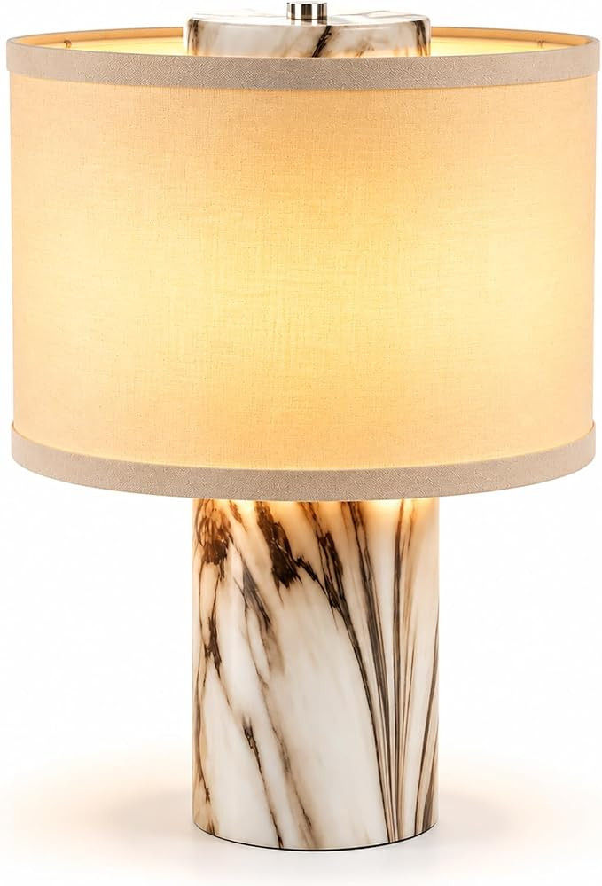 Marble Touch Lamp with Faux Marble Finish, 3-Way Dimmable Bedside Table Lamp for Bedroom, Nightst... | Amazon (US)