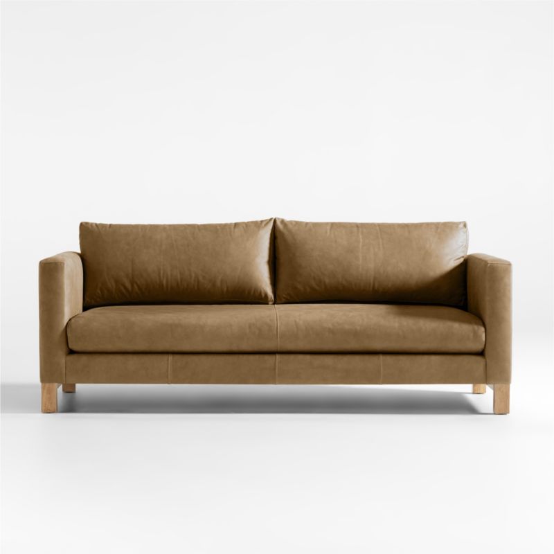 Pacific Leather Bench Sofa with Wood Legs | Crate & Barrel | Crate & Barrel