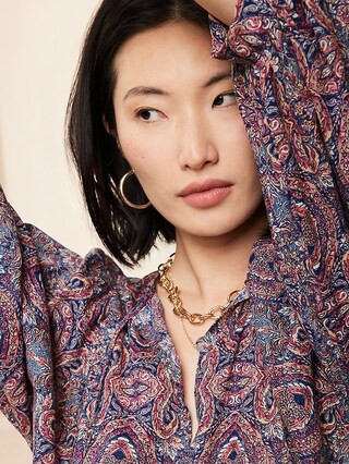 Tie-Neck Mini Dress | Banana Republic Factory