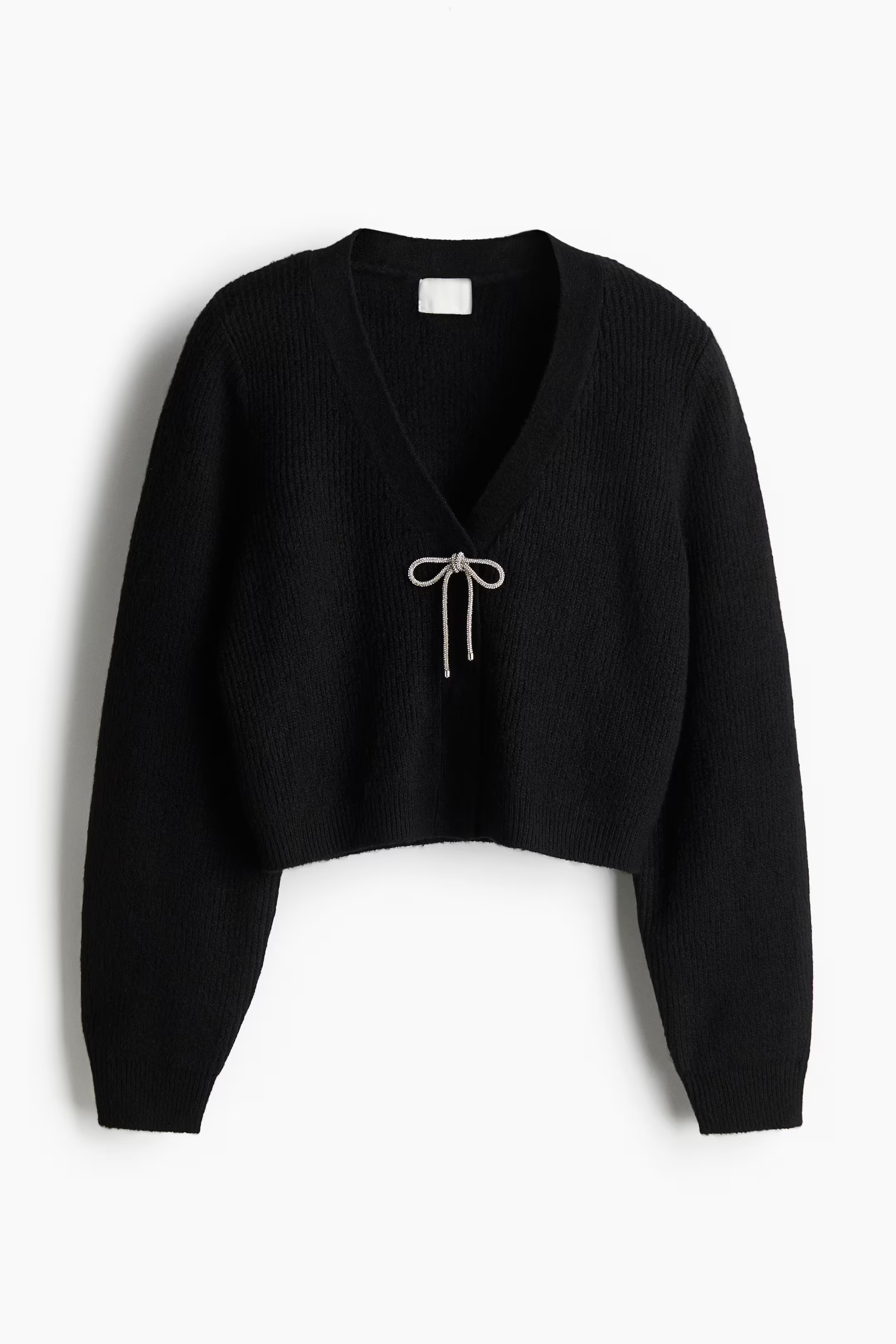Bow-detail rib-knit cardigan | H&M (UK, MY, IN, SG, PH, TW, HK)