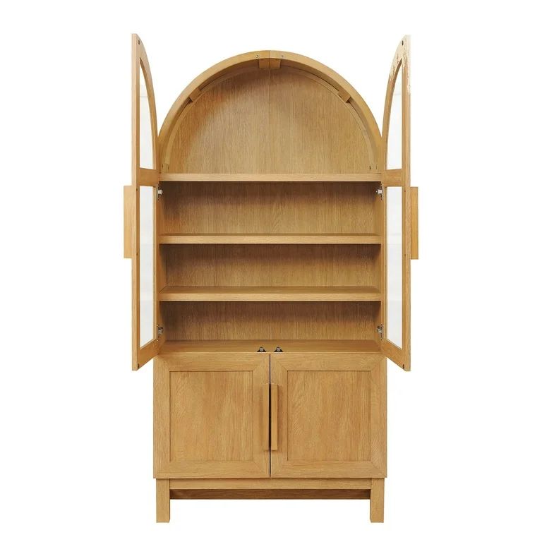 Better Homes & Gardens Juliet Kitchen Rounded Solid Wood Frame Arc Cabinet, Light Honey Finish | Walmart (US)