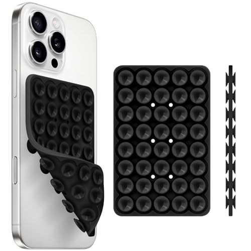 QxbBox Silicone Suction Cup Phone Case Mount Double Sided, Hands-Free Strong Grip Holder for Selfies and Videos,Silicon Sticky Phone Grip with Higher Suction Power for Cell Phone Black | Amazon (US)