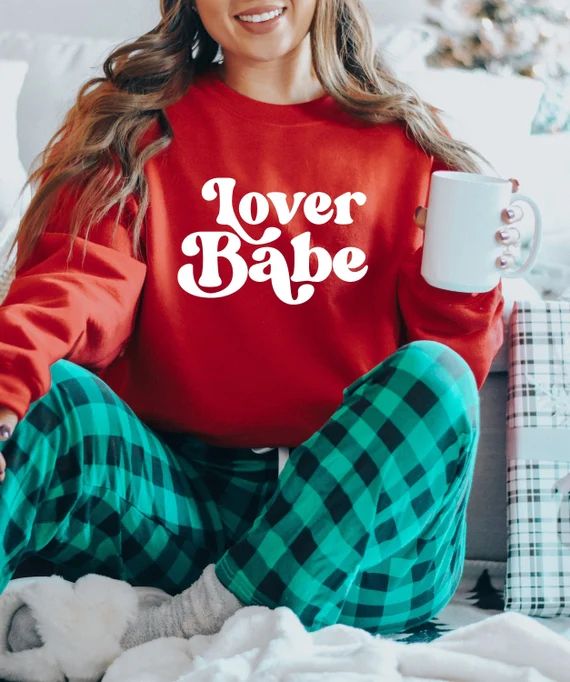 Lover babe sweatshirt, valentines day sweatshirt, womens valentines day sweatshirt, womens valent... | Etsy (US)