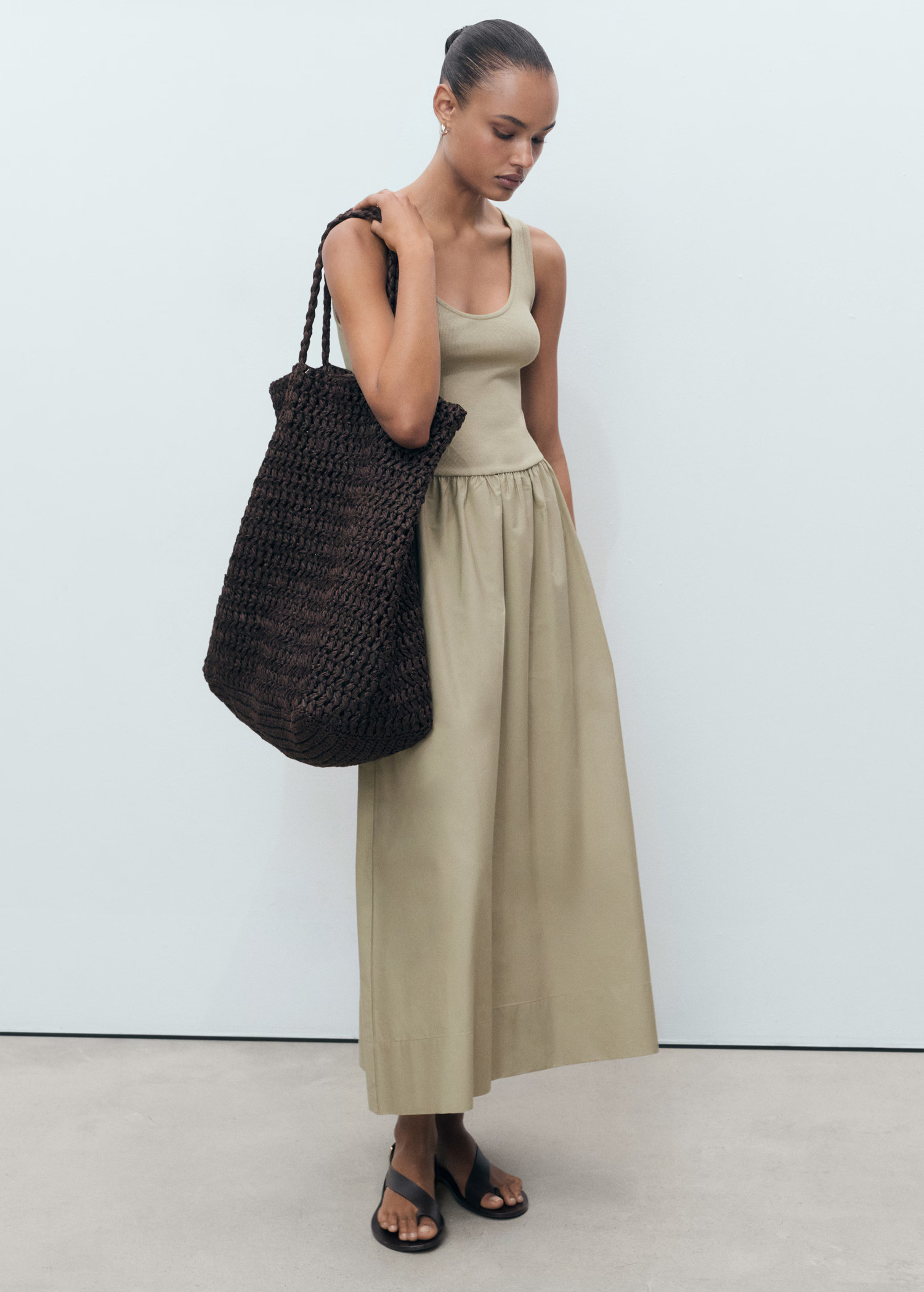 Flared dress in combined fabric - Women | MANGO USA | Mango (US/MX/AU)