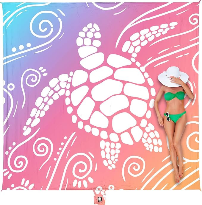 WEKAPO Beach Blanket Waterproof Sandproof Oversized Extra Large Sand Free Beach Mat with Stakes, ... | Amazon (US)