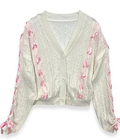 KatieJNYC Big Girls Libby Bow Accented Long Sleeve Cardigan - M | Dillard's