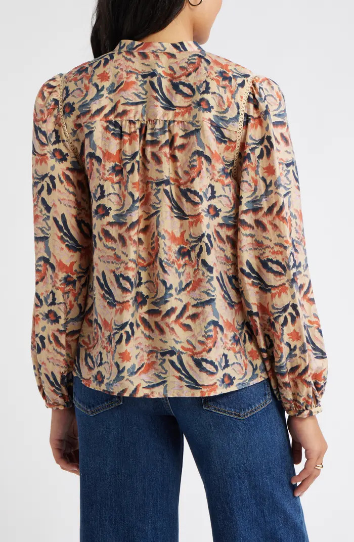 Caslon® Embroidered Inset Top | Nordstrom | Nordstrom