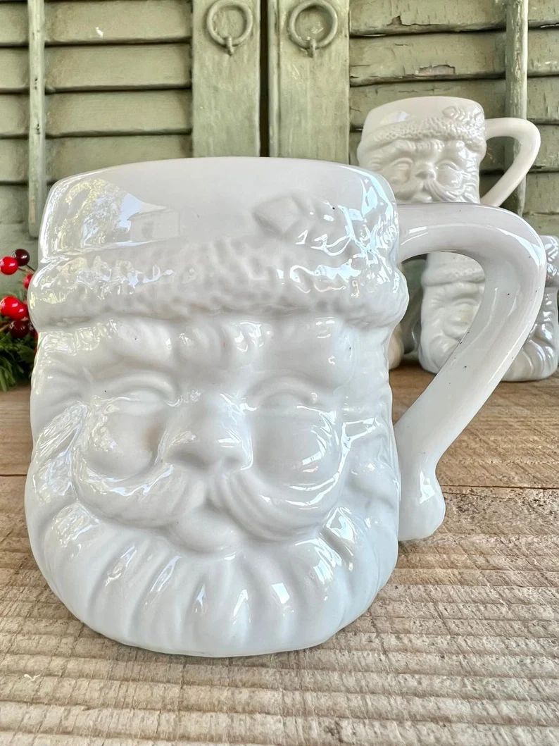 Wonderful Vintage Ceramic White Santa Mug ONE MUG Vintage - Etsy | Etsy (US)